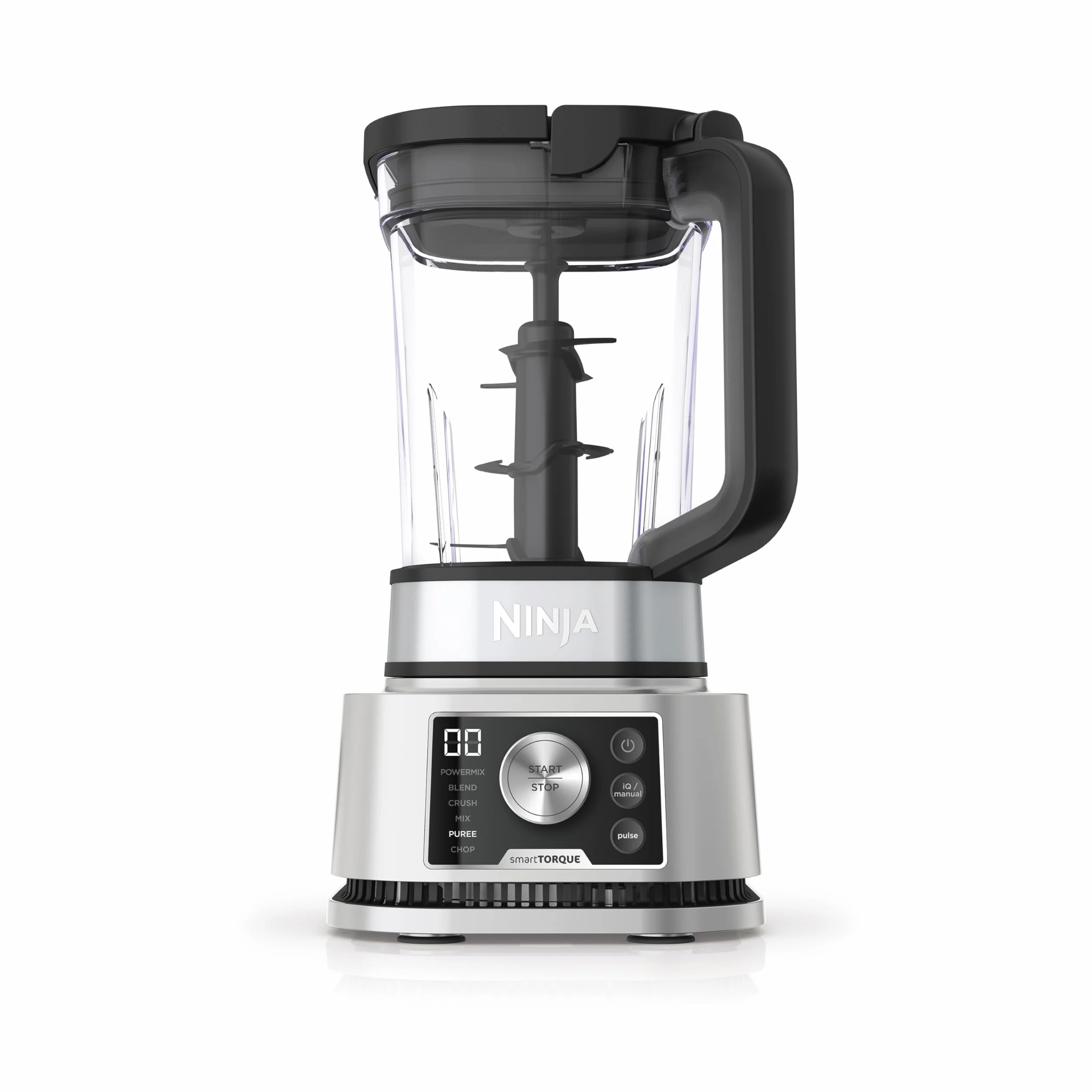 Ninja Foodi Power Nutri Batidora de vaso 3 en 1, Smoothies, cremas y bebidas heladas, jarra de 2,1 l, vaso de 700 ml, recipiente de 400 ml con varilla Power Paddle, 1200 W, Plateada CB350EU