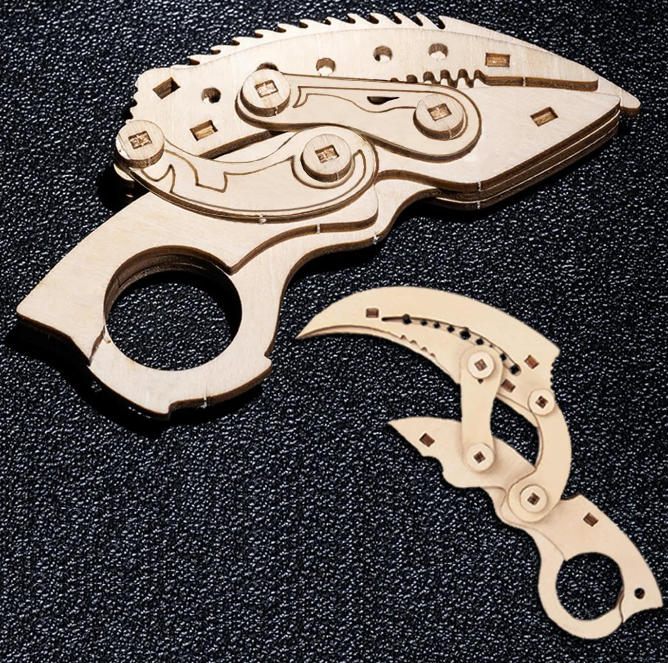 Cuchillo Karambit Madera Rompecabezas CSGO Mariposa Balisong Entrenador Falso Caza Bolsillo Gravedad Regalos Originales
