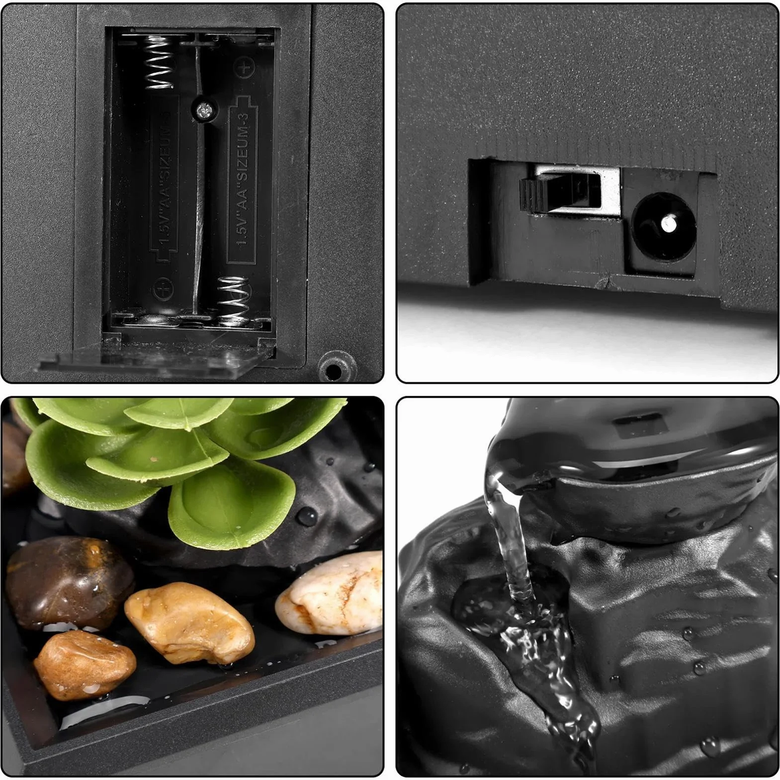 Fuente De Cascada Interior,Fuente De Agua De Mesa - Fuente de Mesa con Elemento acuático de relajación,Fuente de Escritorio de meditación Zen Feng Shui para decoración de Espacios Interiores