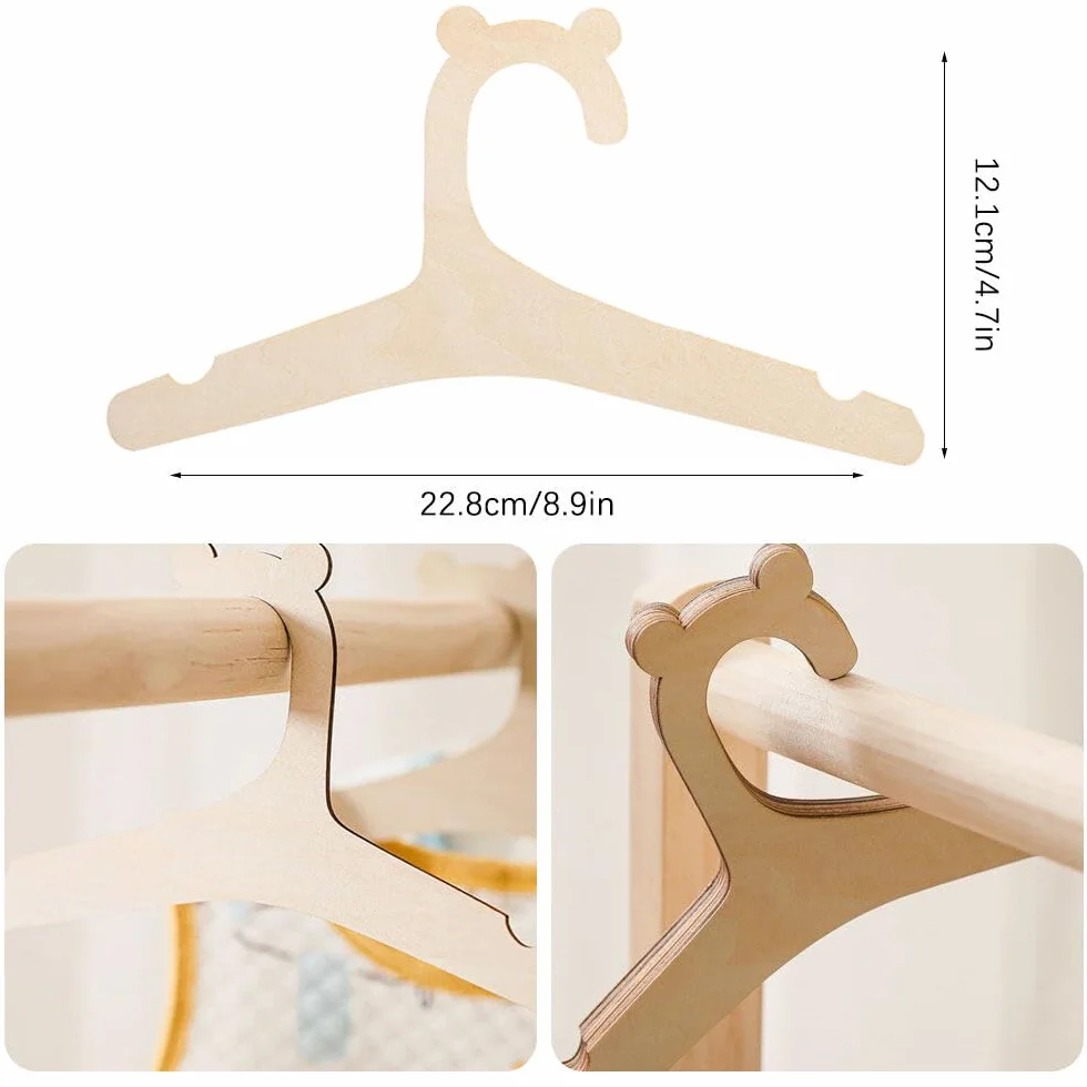 Perchas Bebe Madera 20 Piezas Perchas Infantiles Forma Oso 12,1 x 22,8 cm