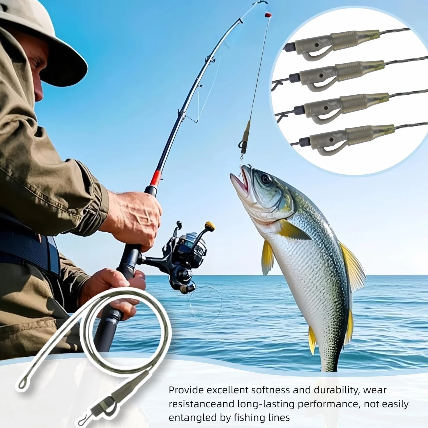Anzuelos de carpa 8 uds 80 cm accesorios pesca líder