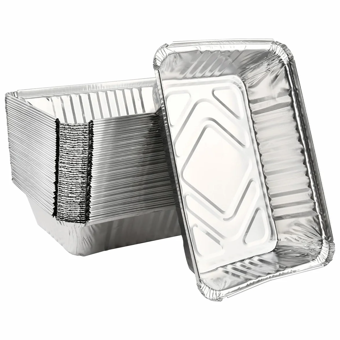 OTYMIOW Bandejas de Aluminio 50PCS Contenedores Rectangulares Aluminio 21 * 15 * 5.5cm Recipientes Rectangulares Bandejas TradicionalesAluminio para Transportar Alimentos, Congelar, Cocinar, 1000 ml