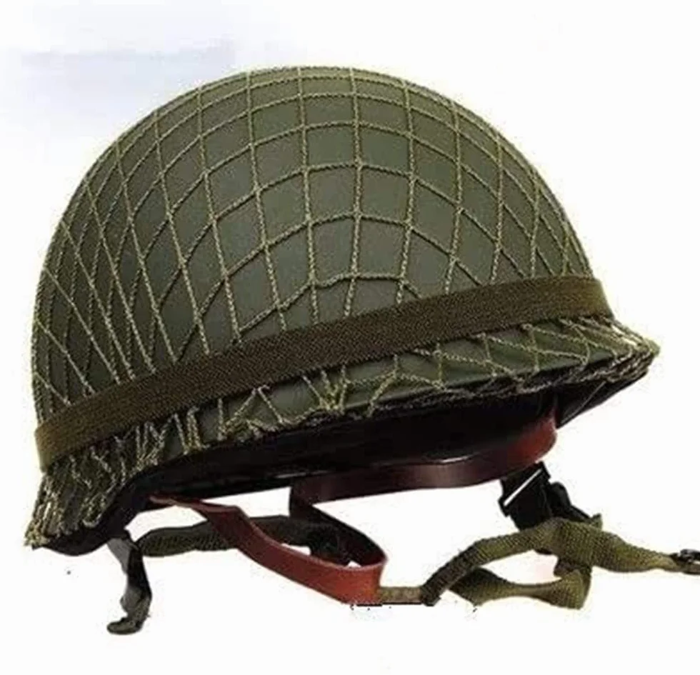 Casco Acero M1 WW2 US, WWII Equipo Militar Segunda Guerra Mundial Casco Imitación con Cubierta Red