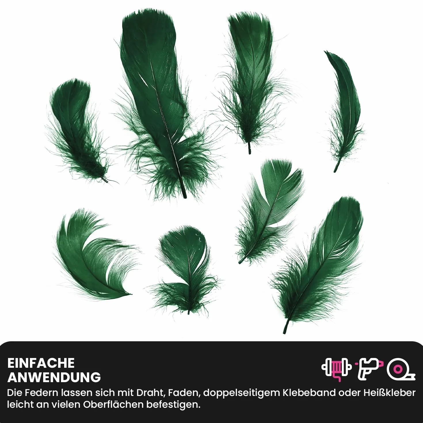 Netuno 150 Plumas Decorativas Verdes oscuros 10g Manualidades Decoración Atrapasueños Fiestas Pascua Navidad Bricolaje Hogar Bodas Cumpleaños Decoraciones Árbol Mesas Proyectos Creativos