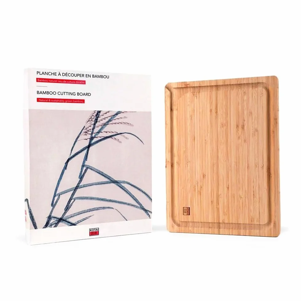 KOTAI | Tabla para cortar de madera bambú natural ultra duradera | presecado y aceitado profundo con aceite mineral de grado alimenticio | Naturalmente antibacteriano y antifúngico