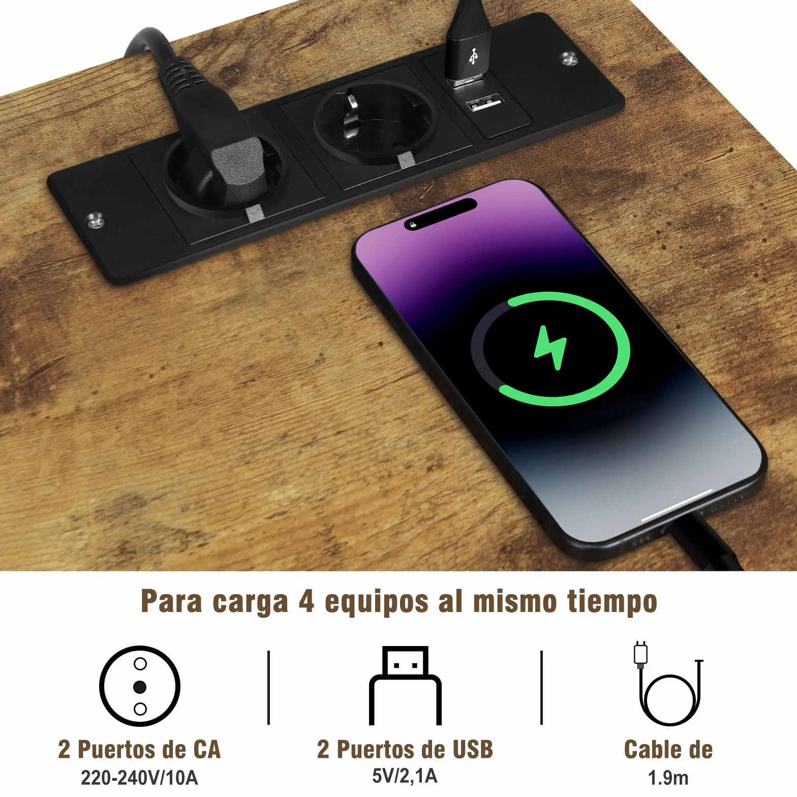 WOLTU Cajonera Móvil con Ruedas, Armario Archivador Movil de 3 Cajones, Gabinete de Metal con Enchufes y Puerto USB, para Oficina y Estudio, 80x40x66 cm, ASK07shm