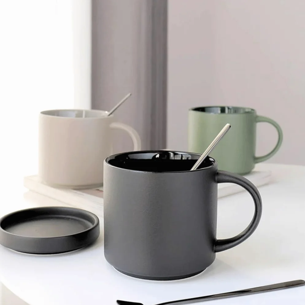 ENGENDER Tazas Cafe Taza De Cerámica Simple, Taza De Café De Oficina, Taza De Té Retro, Taza De Agua De Gran Capacidad Mug Cups(B)