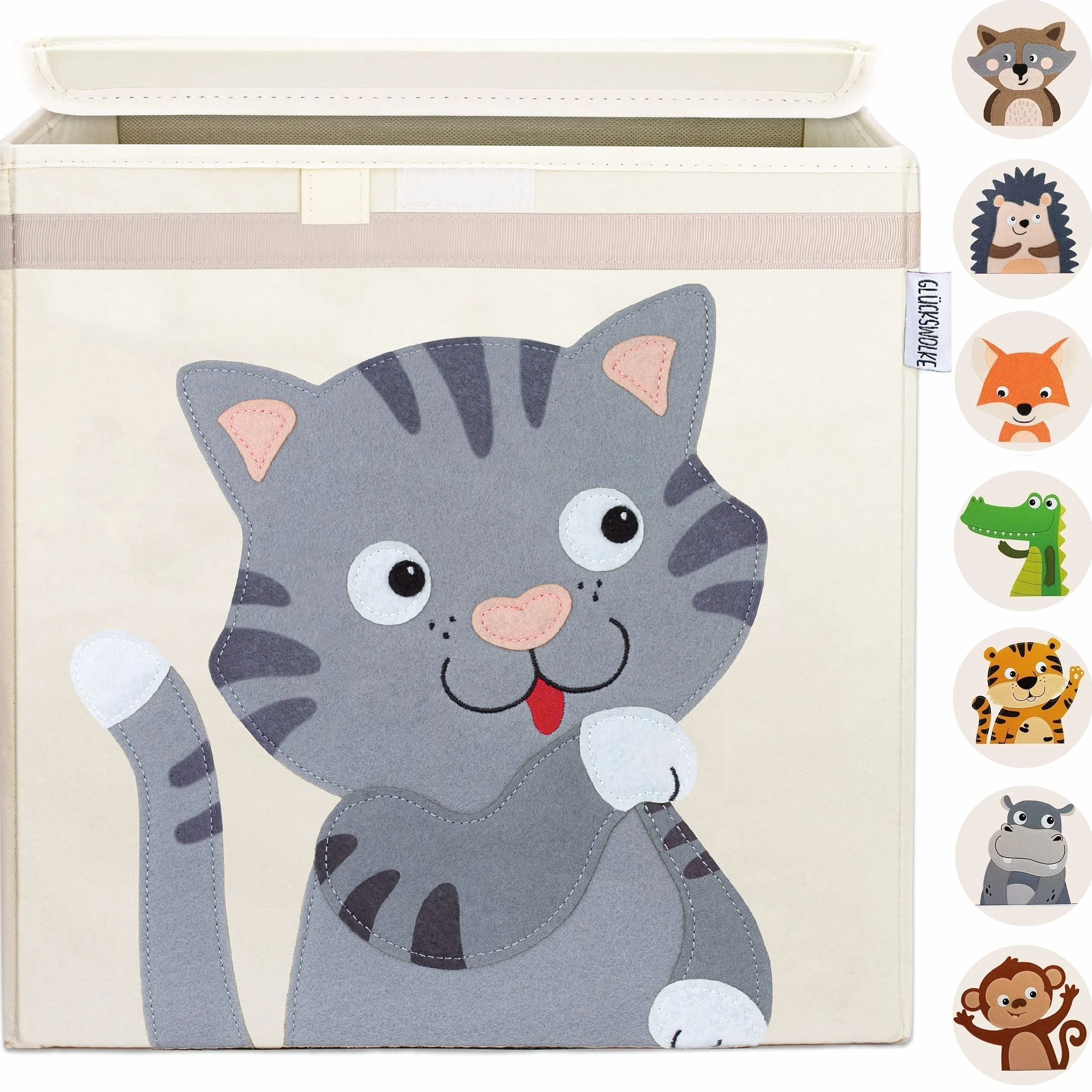 GLÜCKSWOLKE Caja Almacenaje Infantiles 33x33xcm Cubos Organizador Baul Juguetes Gato