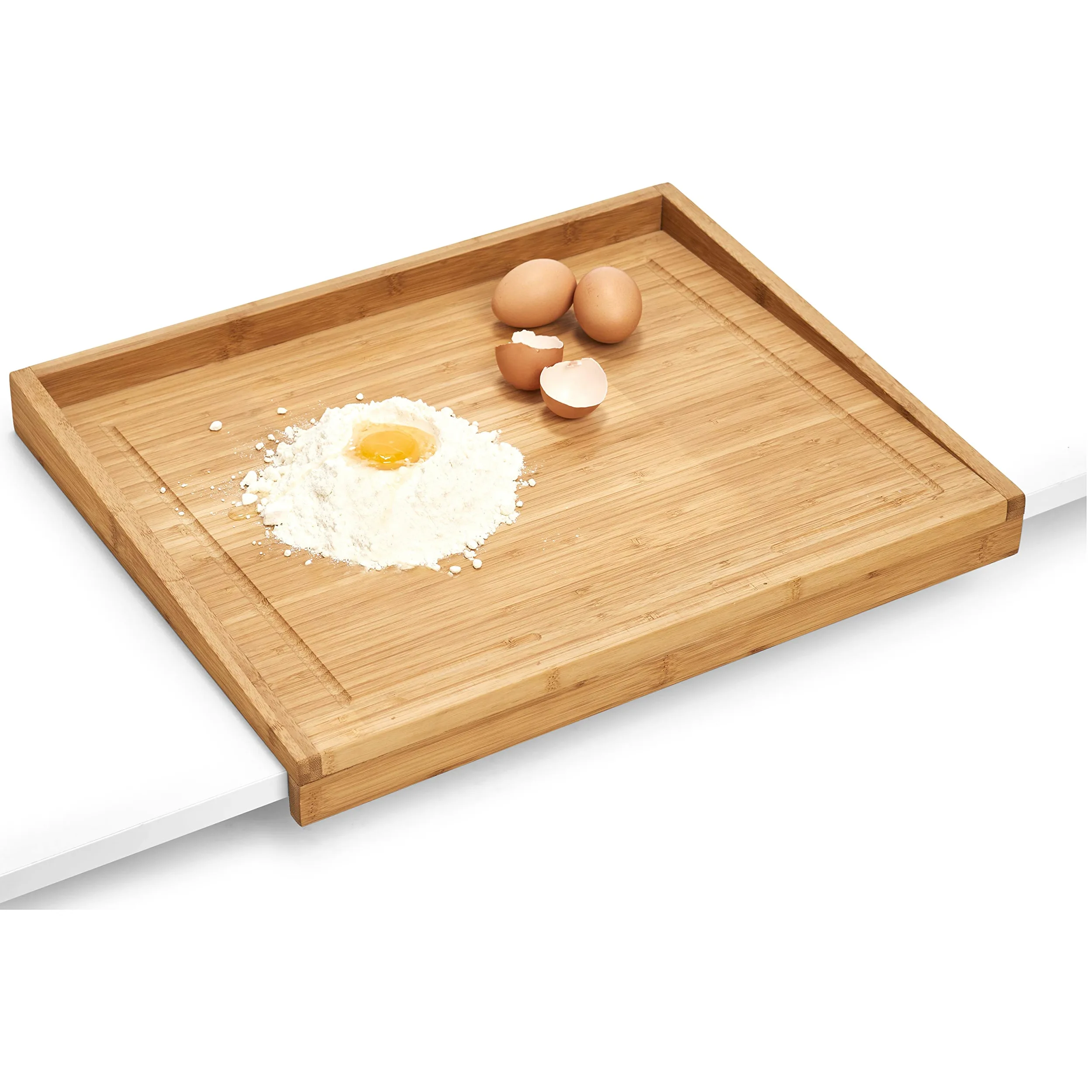 Zeller 25320 - Tabla de Cortar con surco y Bordes, 50 x 40 x 4.5 centímetros, Madera de bambú