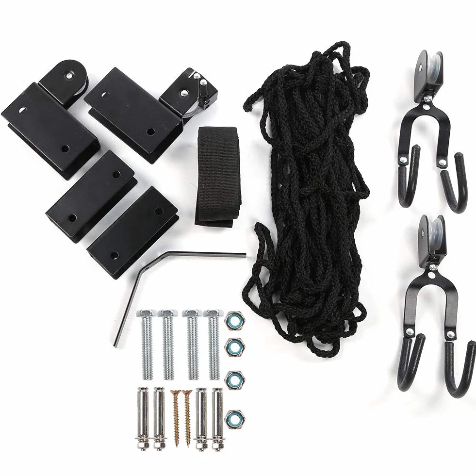 Kayak Hoist Lift Garage Almacenamiento multifuncional con Cuerda Resistente Polea Colgante Superior