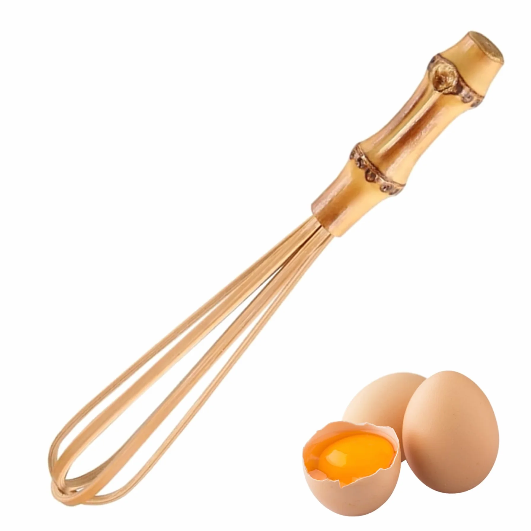 Mini batidor, batidor de bambú de Madera, Herramienta de horneado de Cocina Natural de 5.5 Pulgadas para cocinar, batir Huevos, Mezclar Salsas, Leche de Espuma, baterías.
