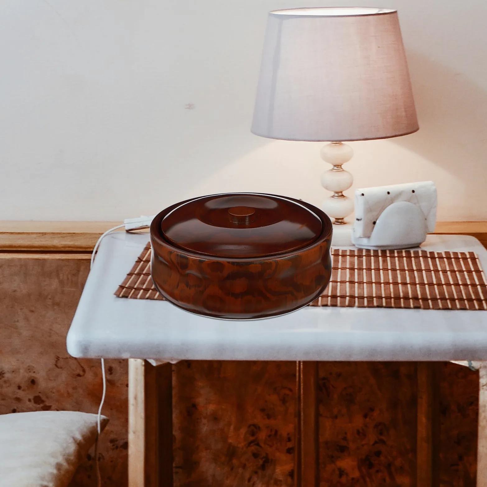 Bol de Madera con Tapa para Snacks y Frutas, Cuenco Resistente para Cocina y Aperitivos, Diseño Práctico y Elegante para Uso Diario