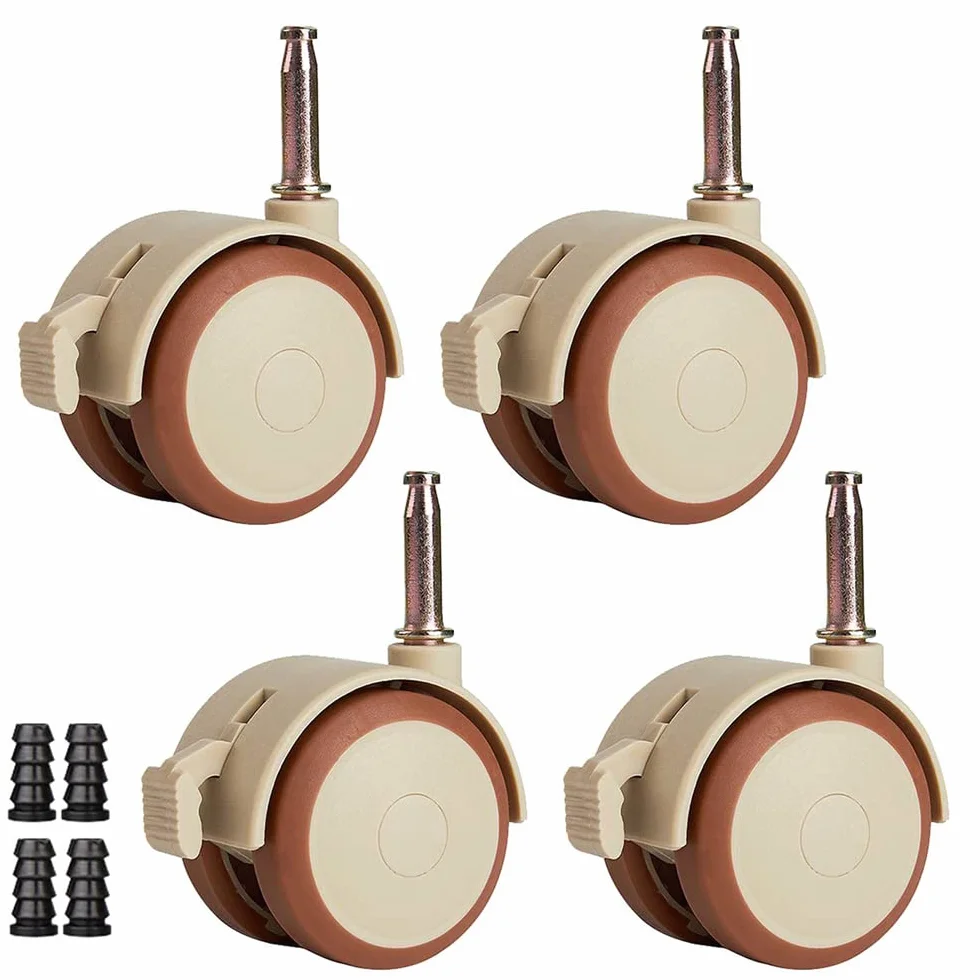 Rueda Universal Cuna de Madera Maciza, Conjunto de Ruedas con Freno para Bebés, Accesorios de Cama 4 Piezas