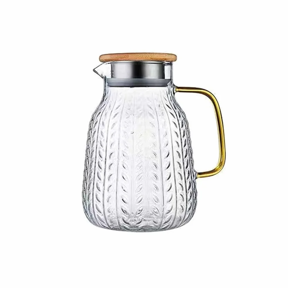 Jarra Agua Jarra de Agua de 1500 ml, Jarra de Vidrio Resistente al Calor for Bebidas, hervidor de Agua Potable for el hogar con Tapa de Acero Inoxidable Jarras Zumos
