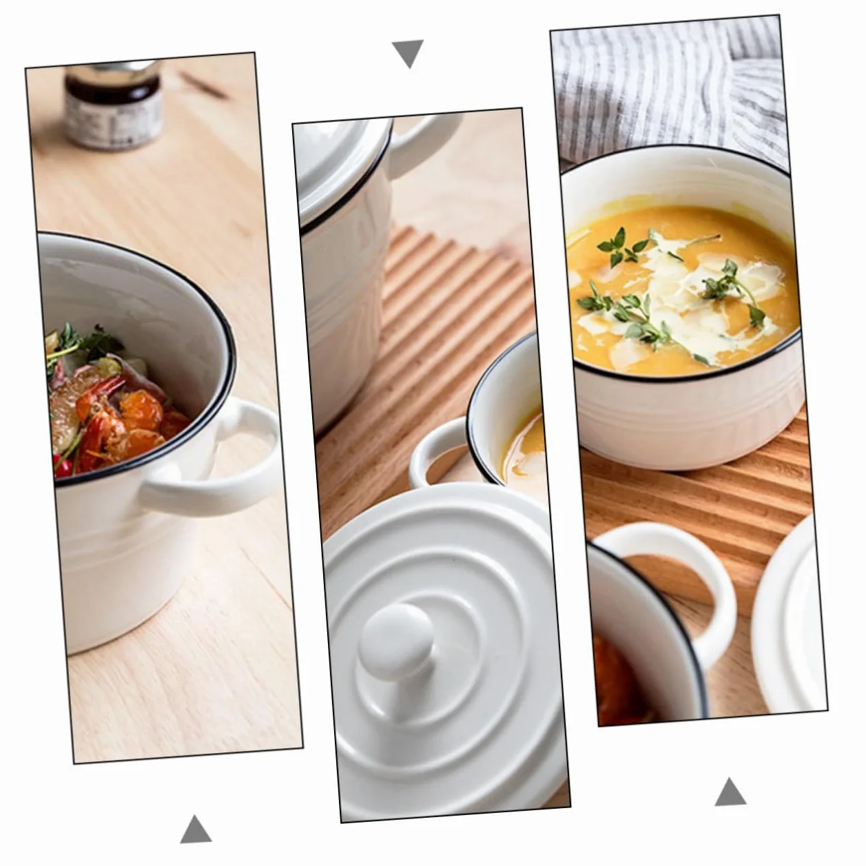 Veemoon Bol de Cerámica para Sopa con Doble Asa y Tapa Tamaño 6 Pulgadas Apto para Vaporera y Uso Doméstico Resistente y Decorativo para Hogares Restaurantes y Hoteles