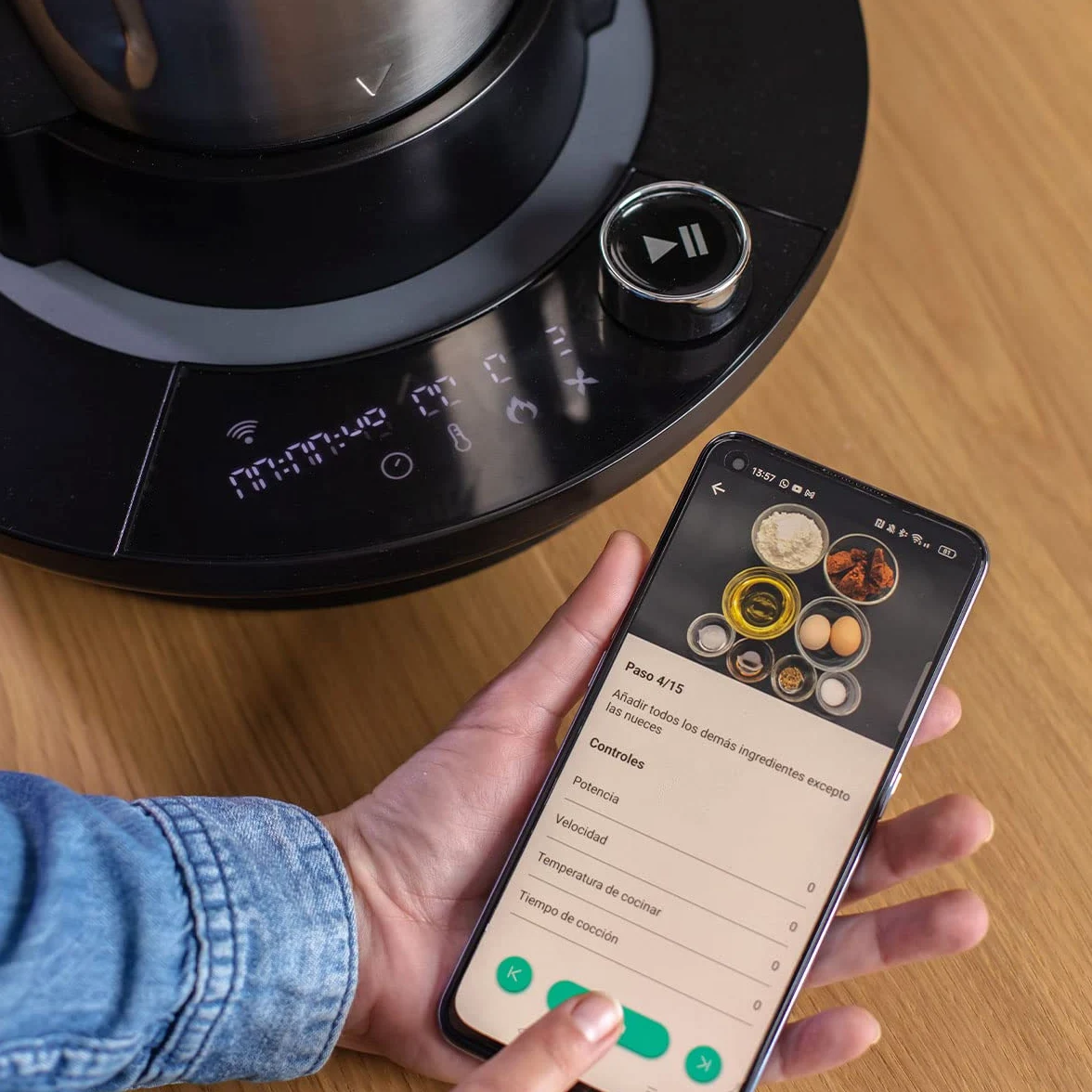 PRIXTON Robot de Cocina Multifunción My Foodie WiFi Pantalla táctil APP móvil con Recetario 1000 W 10 Velocidades Vaporera Doble