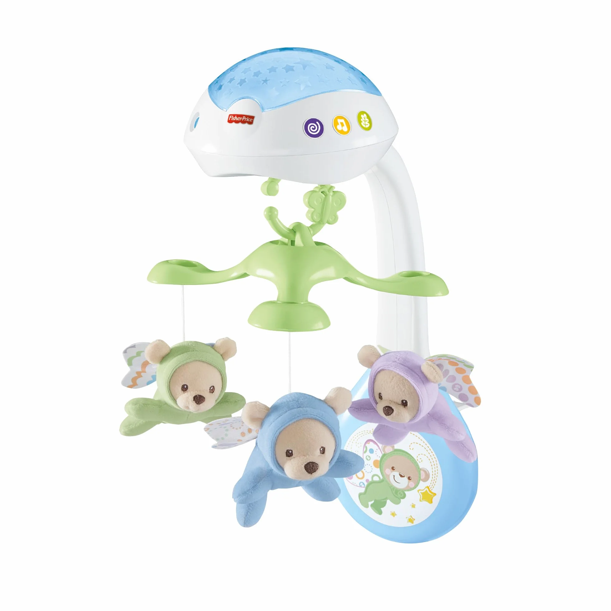 Fisher-Price Móvil Ositos Voladores CDN41 para Bebés 0+ Meses con 3 Opciones de Sonido y Control Remoto