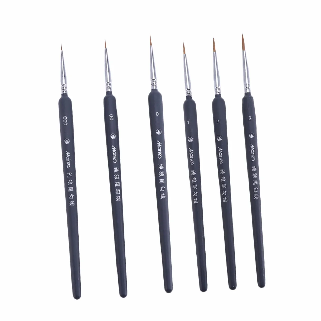 UKCOCO Pinceles de Acuarela y Pinceles de Dibujo Lineal para Adultos y Niños, Set de 6 Piezas Pelo de Comadreja, Portátiles y Versátiles para Pintura al Óleo, Acuarela y Acrílica, Uso