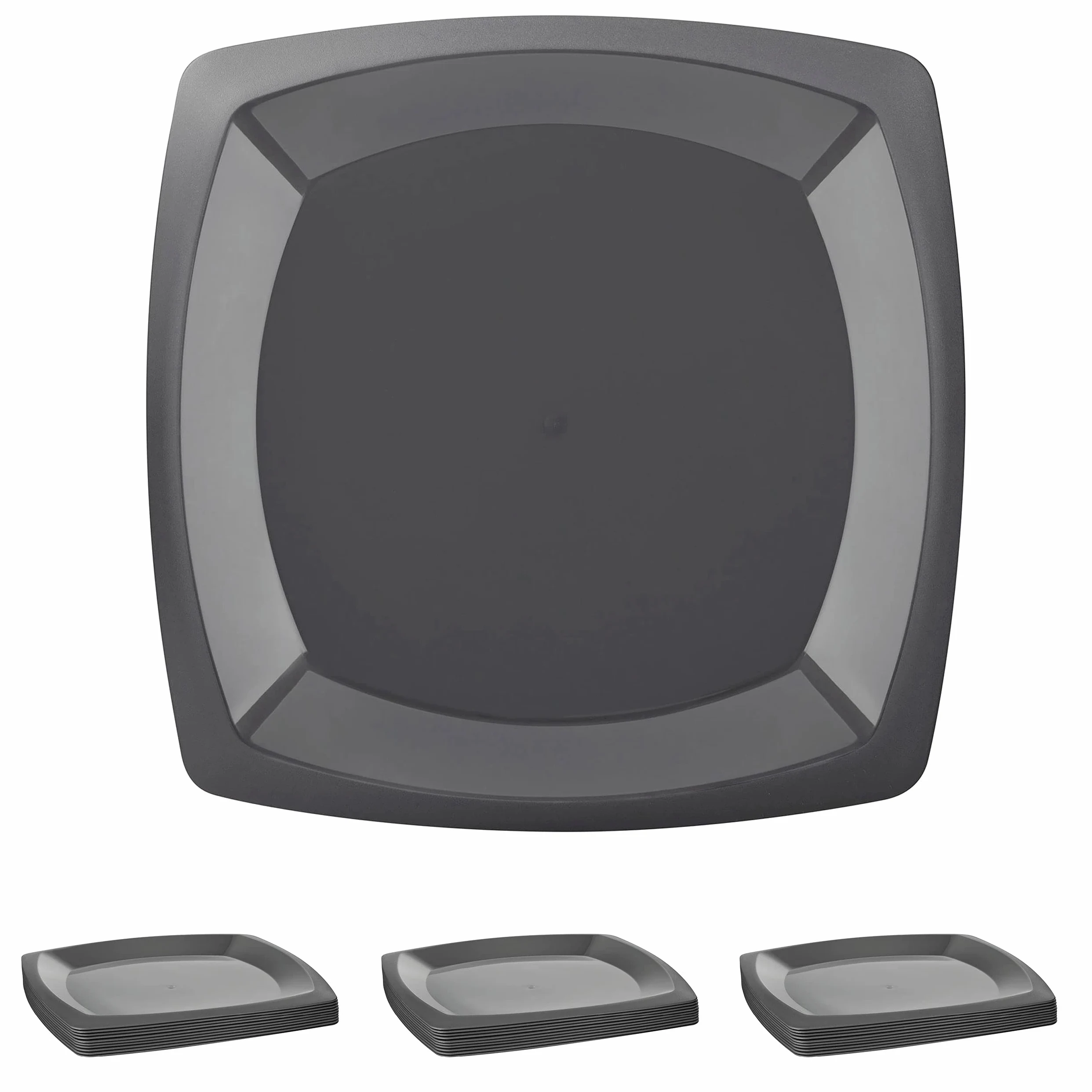 Grizzly vajilla plastico duro reutilizables I Set de 30 platos vajilla I Aptos para lavavajillas I Inastillables I Estables I 100% reciclables I camping accesorios antracita