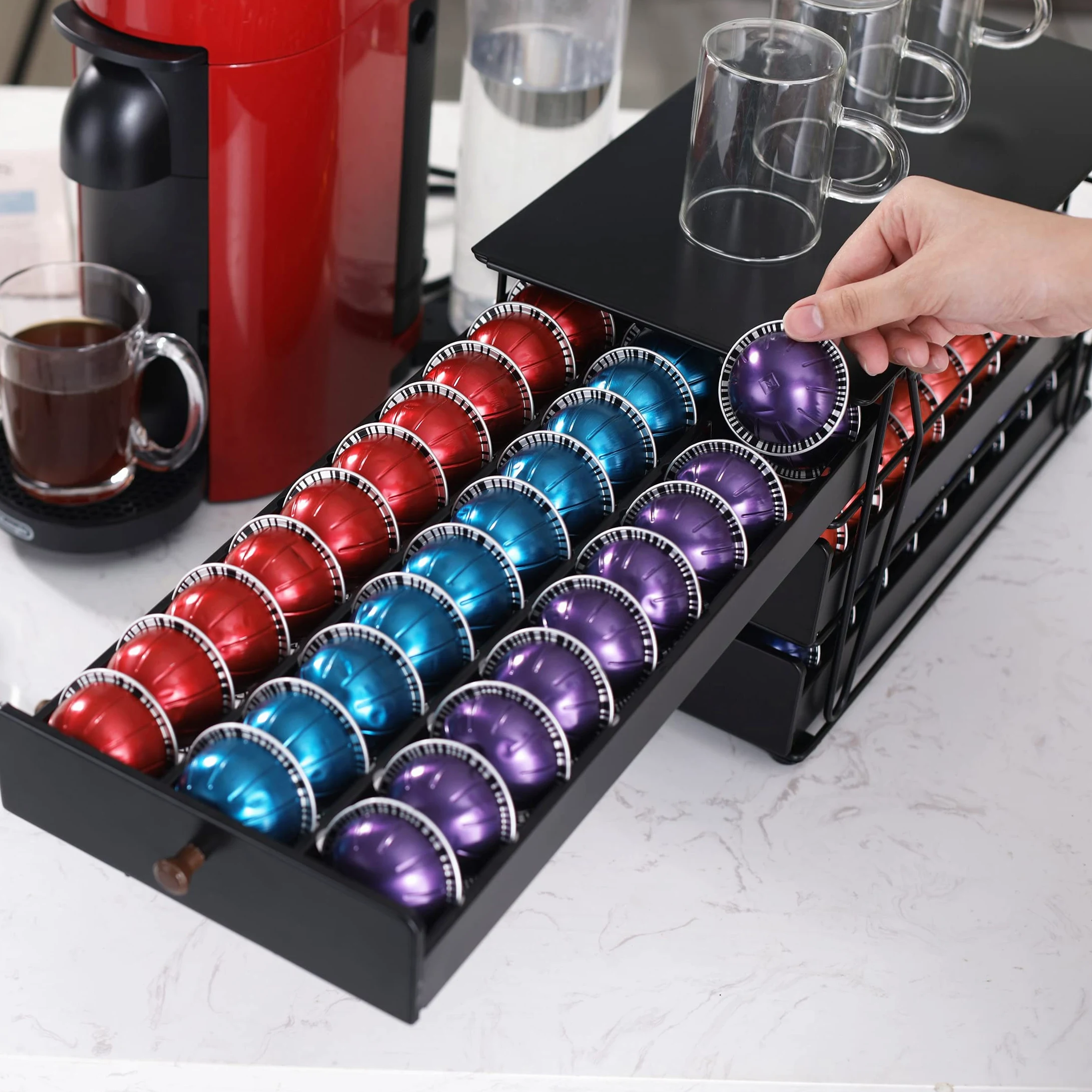 Soporte para cápsulas Nespresso Vertuo Pod Holder para cápsulas Vertuoline (90 cápsulas-3 niveles)