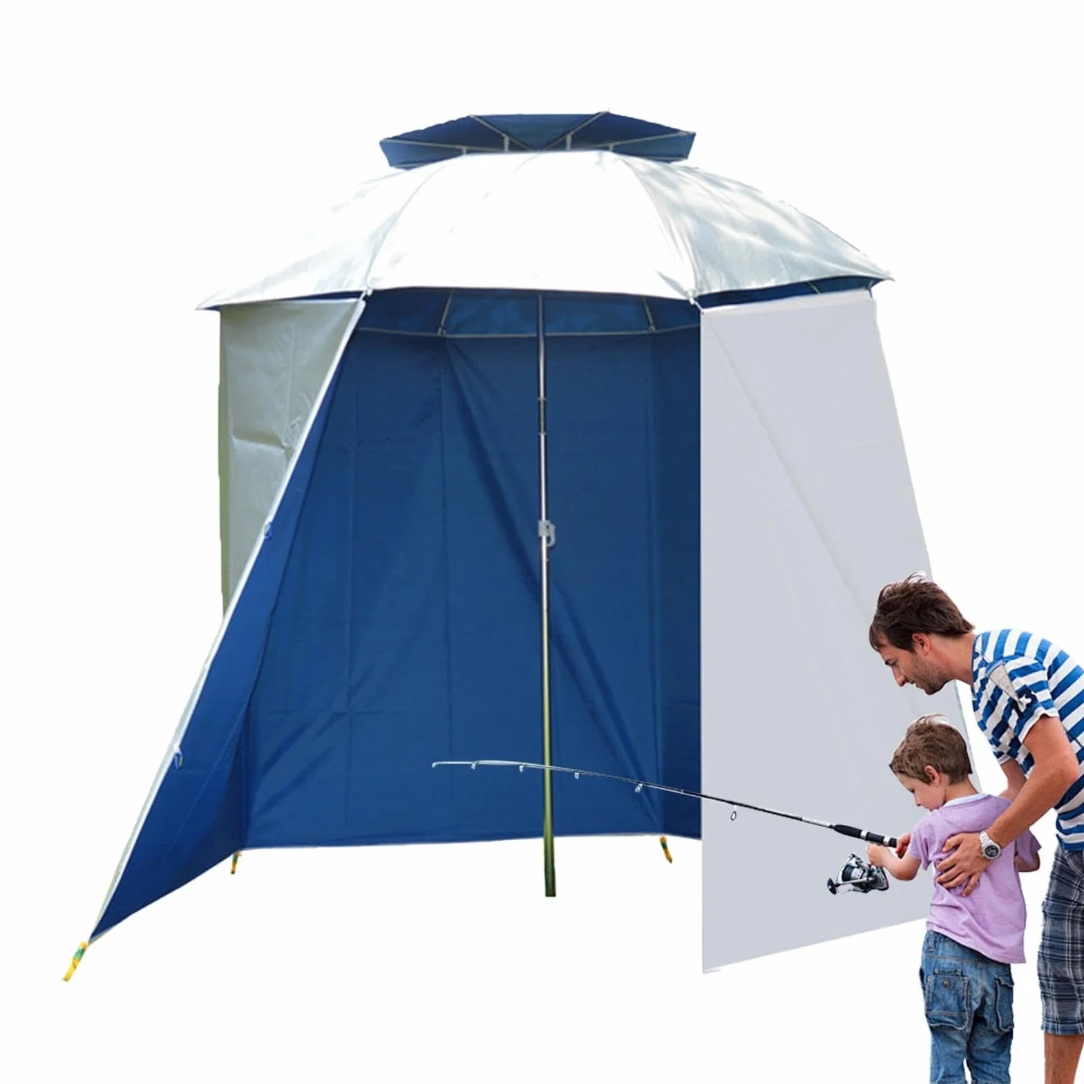 Sombrilla de pesca Brolly con protección UV, impermeable e inclinable