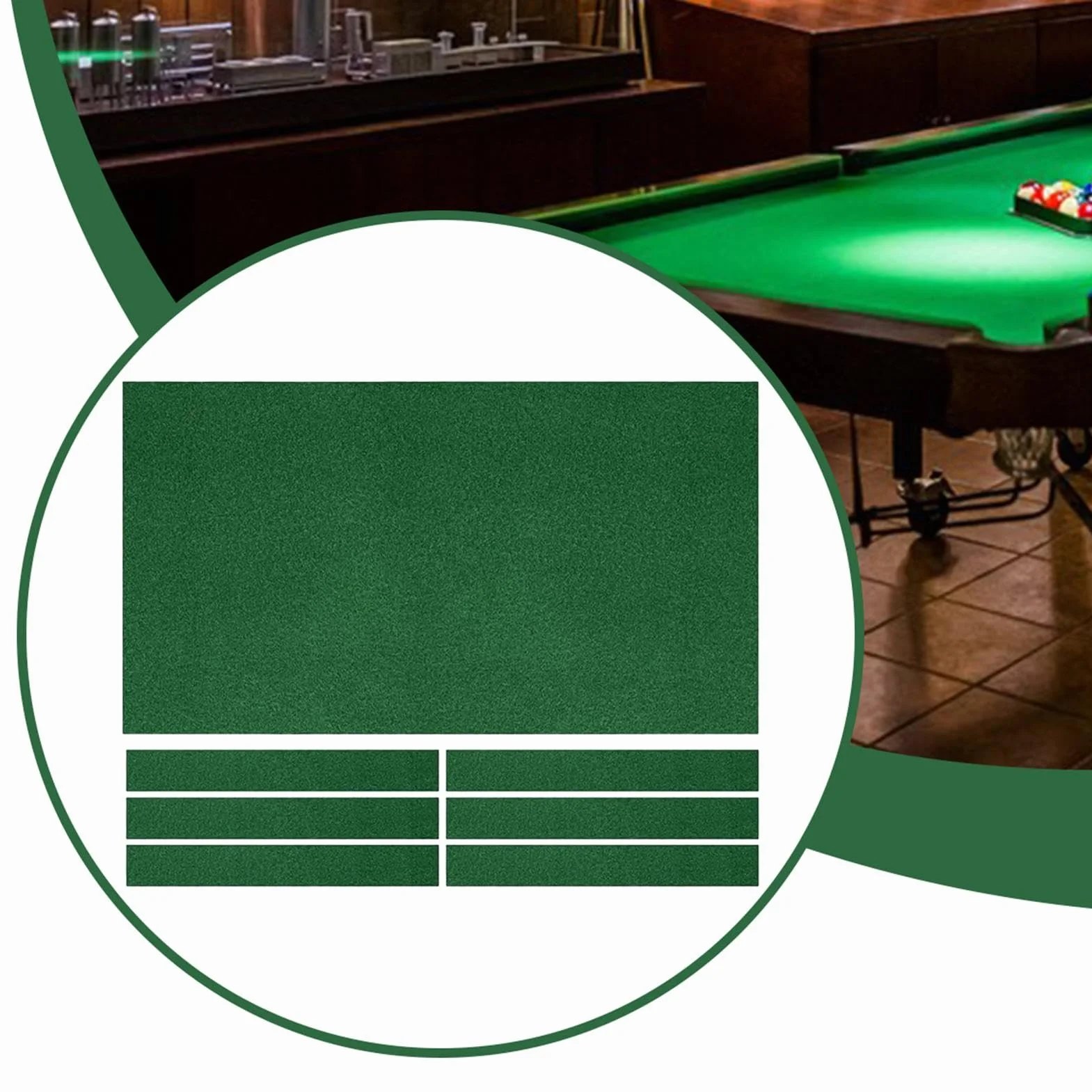 Paño de fieltro para mesa de billar profesional con 6 tiras