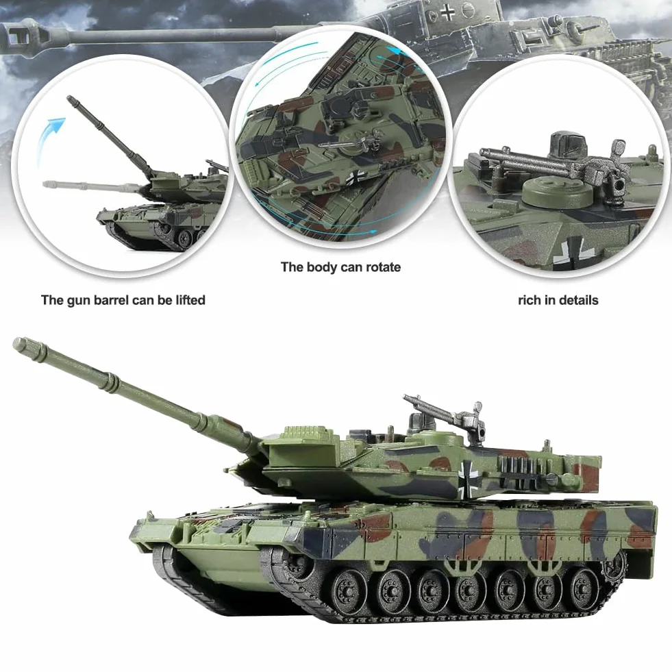 Tanque Militar de Leopardo a Escala 1/72 2A7, Juguete de Bloques de Construcción de Tanques, Militar Ligero Modelo de Carro de Combate Bloques de Construcción Regalos para Adultos