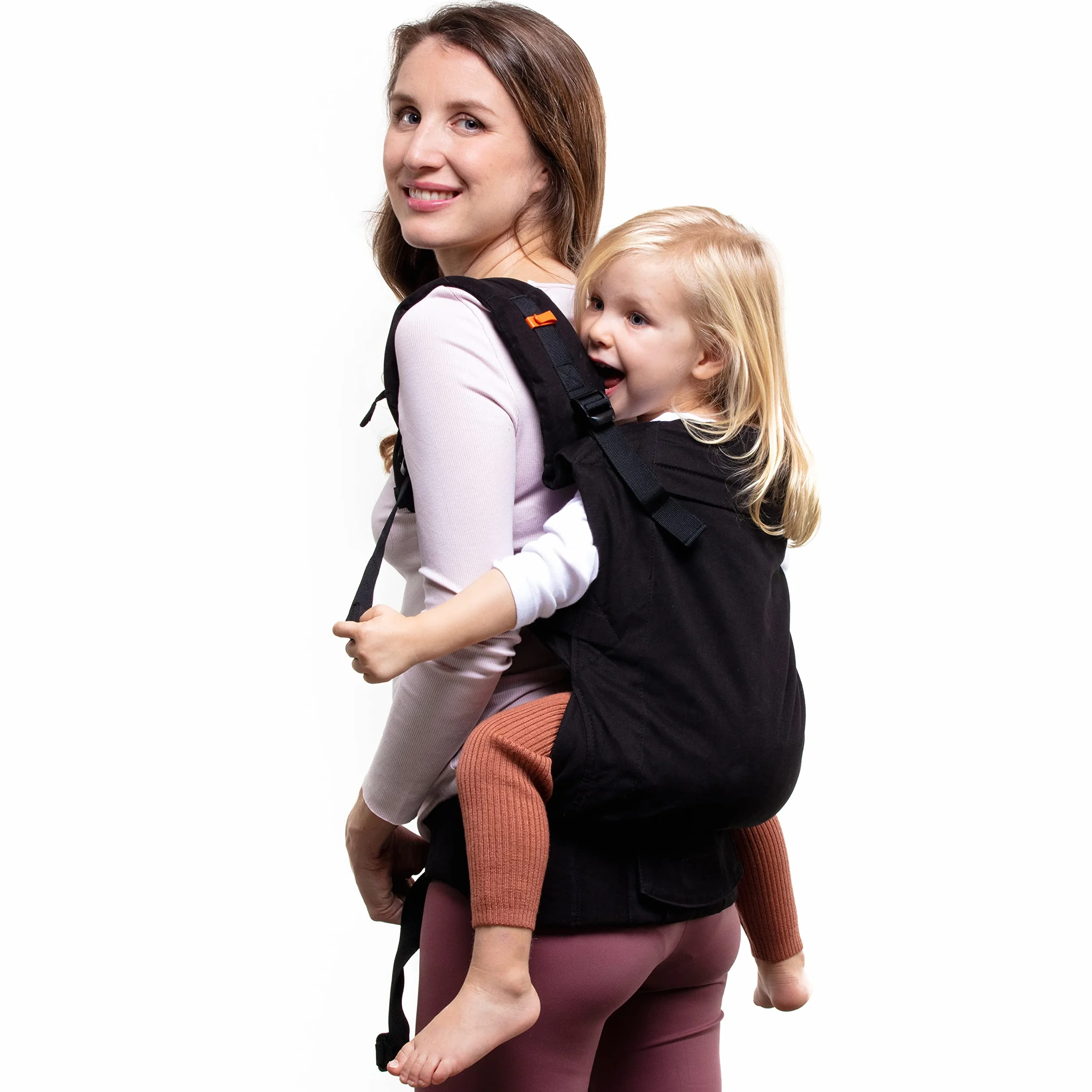 Beco Mochila porteo para niños asiento extra ancho 100% algodón liviana respirable espalda frente 9-27 kilos Negro