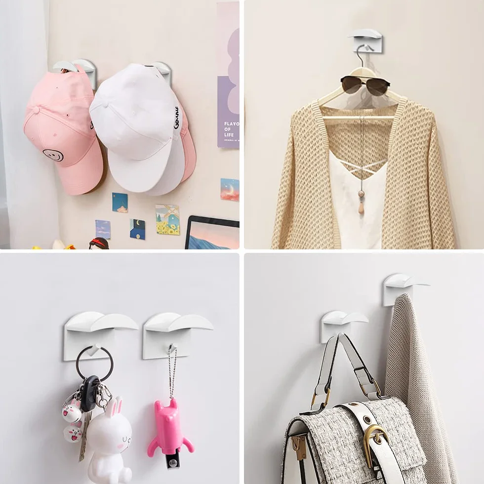 Vicloon Colgador de Sombreros, 8PCS Ganchos Autoadhesivos para Sombrero, Organizadores de Gorra de Béisbol, Sombrero de Almacenamiento Montado en Pared para Presentación de Gorras de BéIsbol (Blanco)