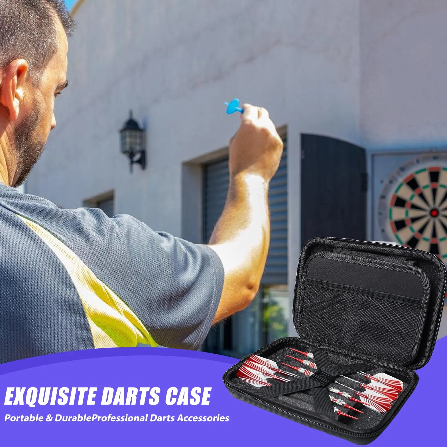 Bolsa de dardos para 12 dardos, estuche rígido de EVA rígido organizador de bolsas de dardos, accesorios de dardos profesionales, caja portátil para consejos, varillas, vuelos y