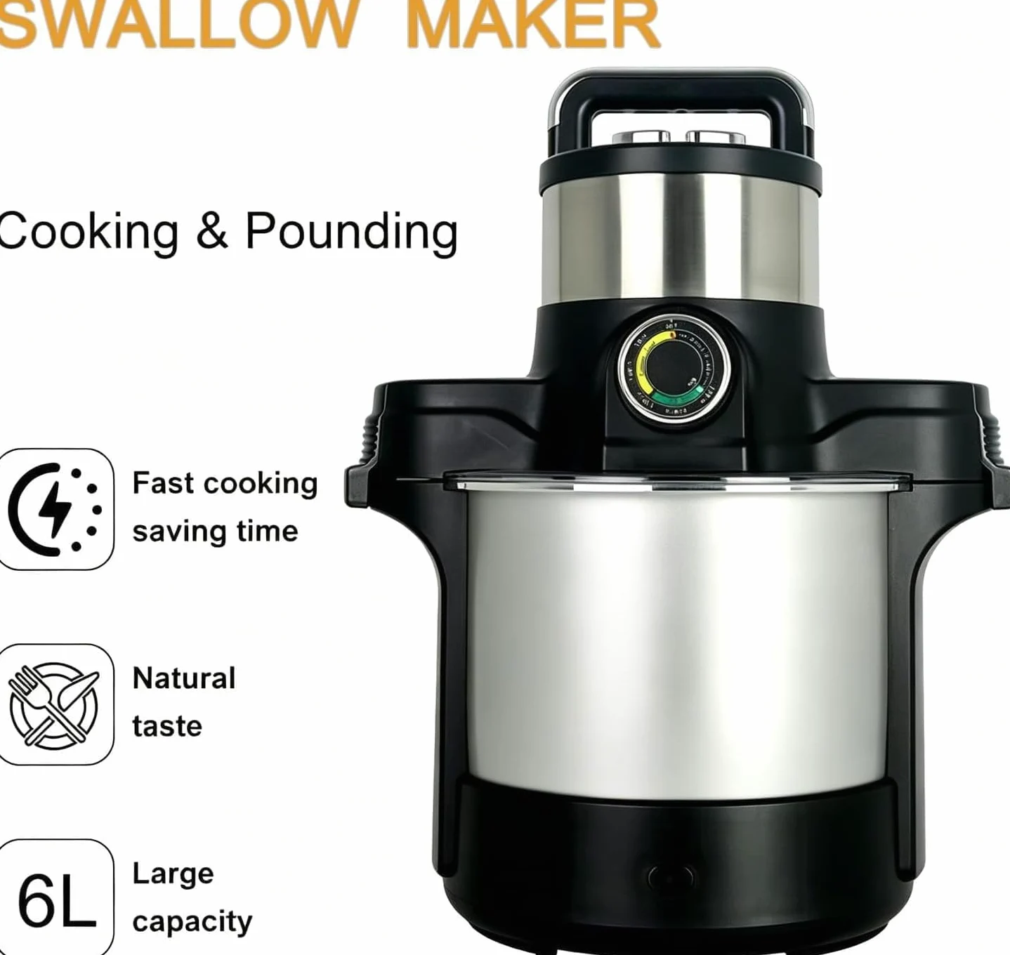 Procesador de alimentos y picadora de carne de acero inoxidable de 220 V 1600 W, 6 litros