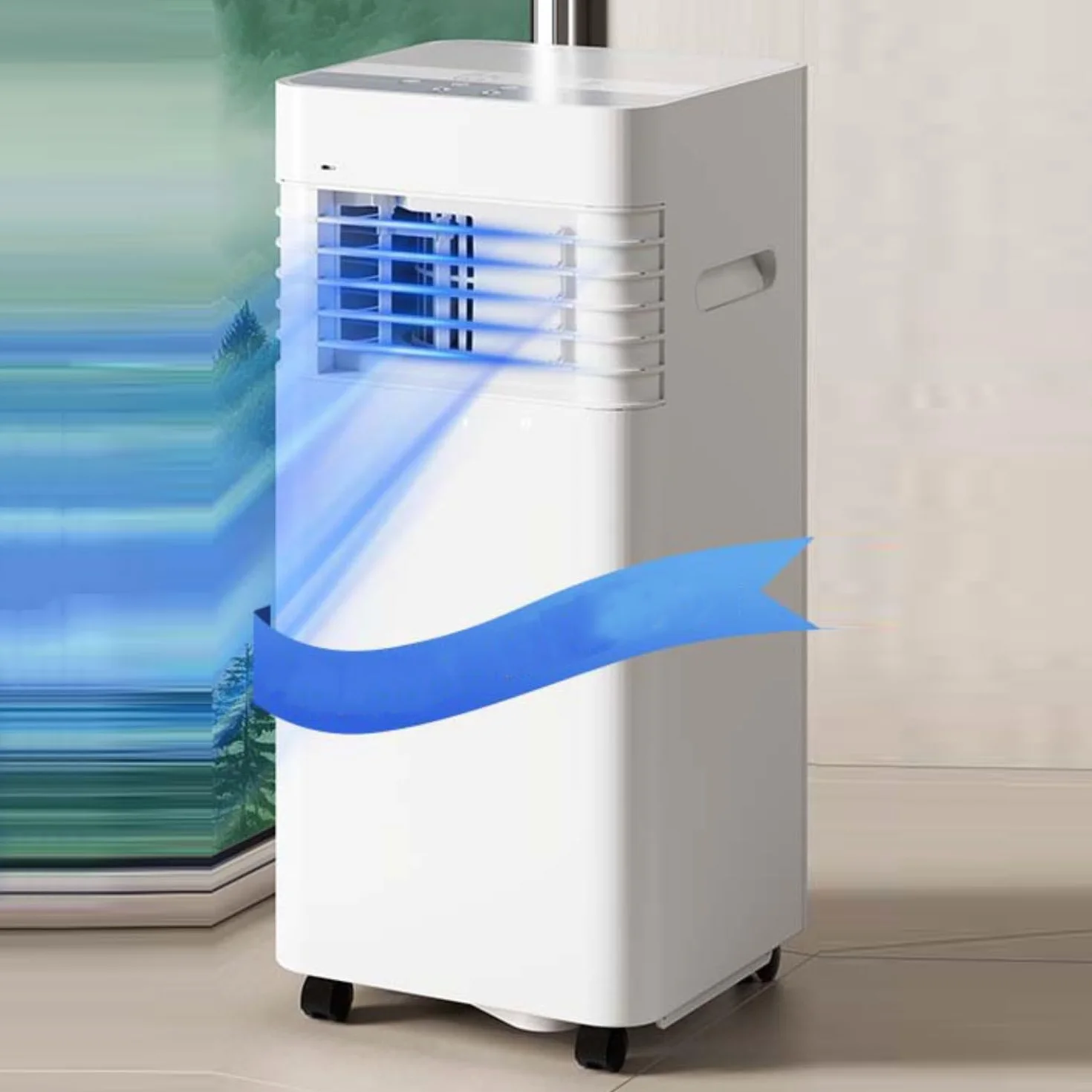 Aire Acondicionado Portátil De 8000 Btu Con Control Remoto Y Kit De Instalación, Potente Unidad De Refrigeración Para Habitaciones De Hasta 300 Pies Cuadrados, Bajo Cons,Style 1-Remote control model