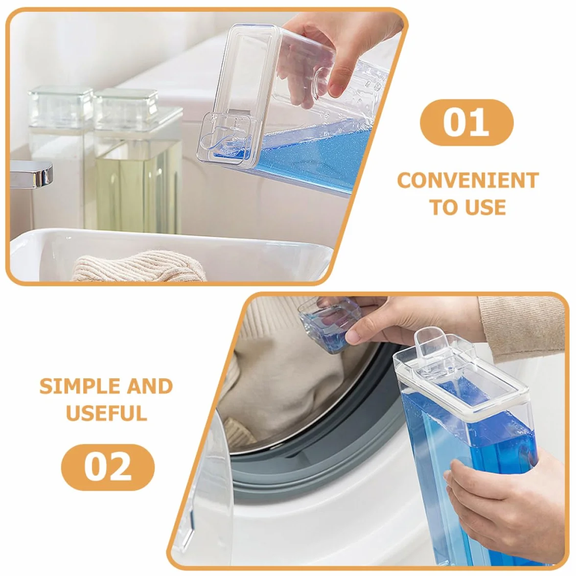 Contenedor de Detergente de Lavandería Reutilizable y Hermético de Pet Capacidad para 2 Botellas, Adecuado para Almacenamiento Organizado en Cocina o Baño
