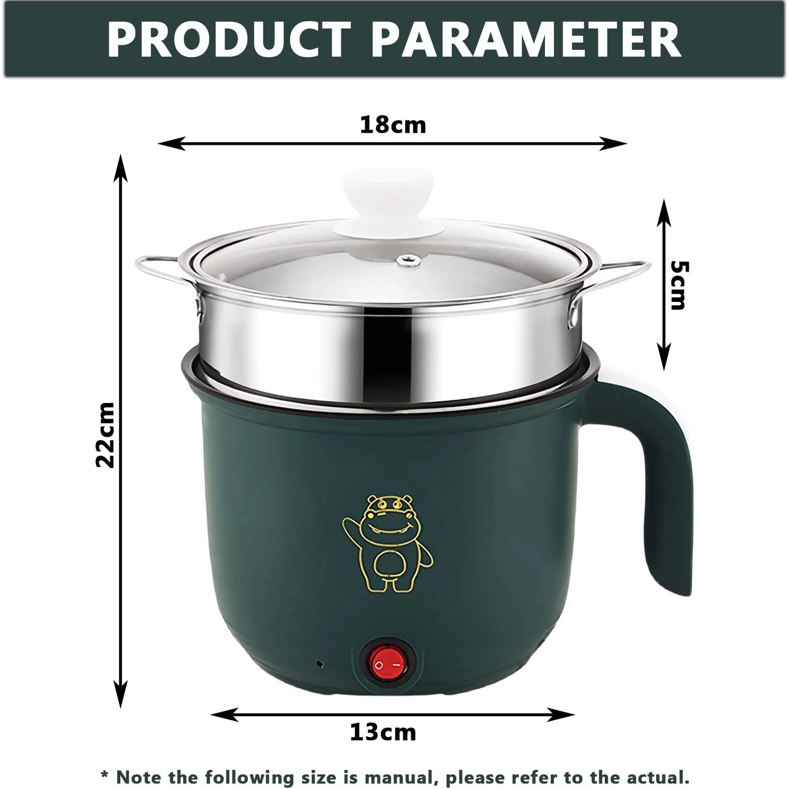 Sartén Eléctrica, Mini Eléctrica Caliente Pot, 1.8 Litro Eléctrico Caliente Pot, Portátil Antiadherente Multicooker, Portátil Rápido, Olla Eléctrica Para Casa Oficina Dormir+Vapor