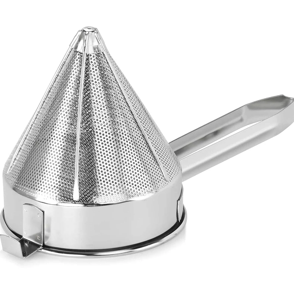 Tamiz de acero inoxidable de malla fina, tamiz cónico de China y colador de puré para cocina y cocina