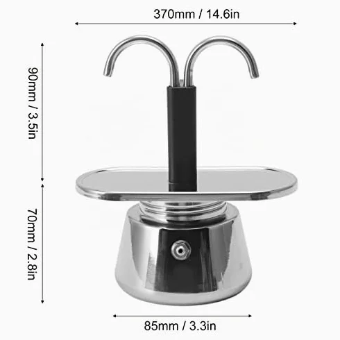 Acouto Moka Pot, 100 Ml Cafetera De Doble Pico Moka Pot Acero Inoxidable Estilo Italiano Diy Cafetera Cafetera De Acero Inoxidable Para Casa Camping Cafe