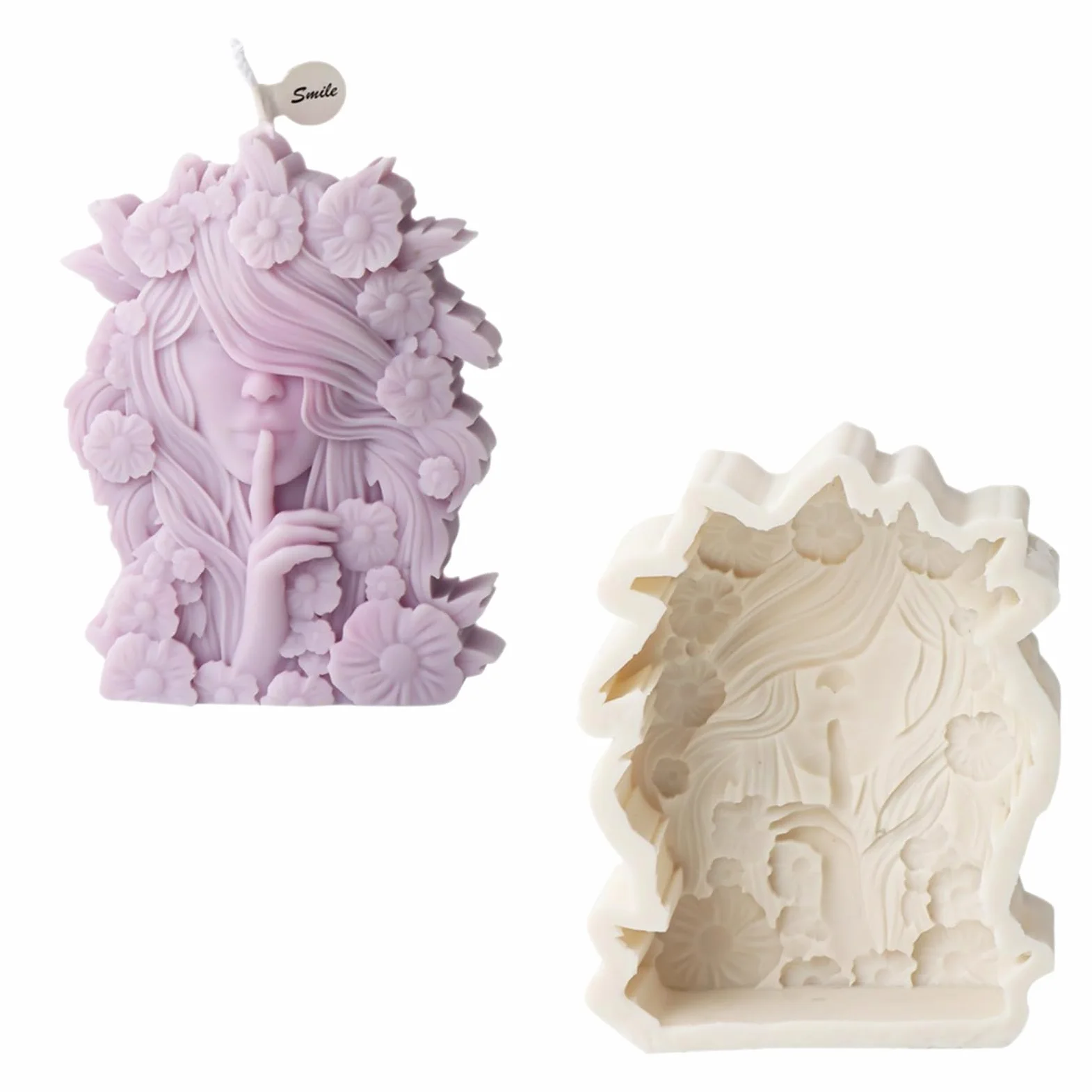 Precioso molde de silicona con forma de niña de las flores, S | Decoraciones de velas únicas, forma de vela suave y flexible para proyectos, forma llamativa en forma de