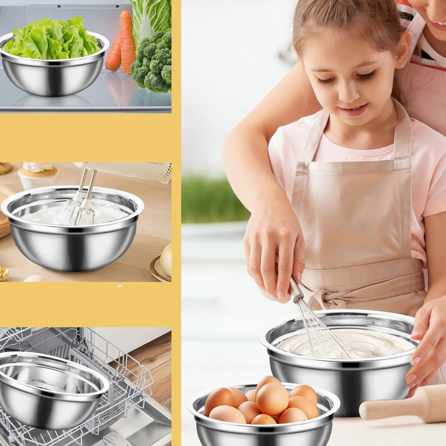 Bol para Mezclar con Tapa Juego De 3, Antideslizante Y Apto Para | Ideales para Ensaladas, Verduras, Salsas, Cereales, Huevos, Masas y Frutas Para salsa, cereales, aperitivos,