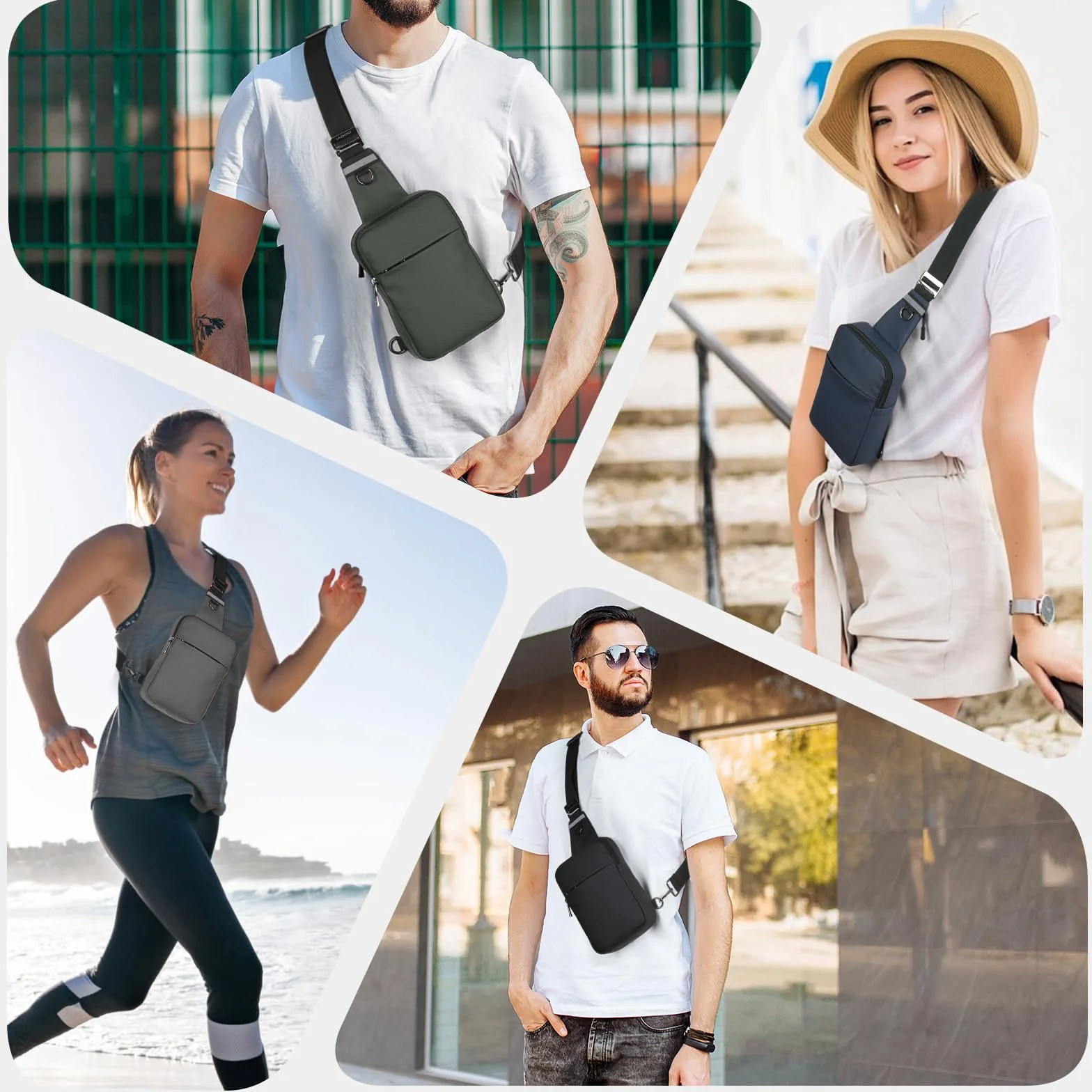 FRID Bolso Bandolera Hombre Impermeable Sling Chest Bag para Deportes al Aire Libre