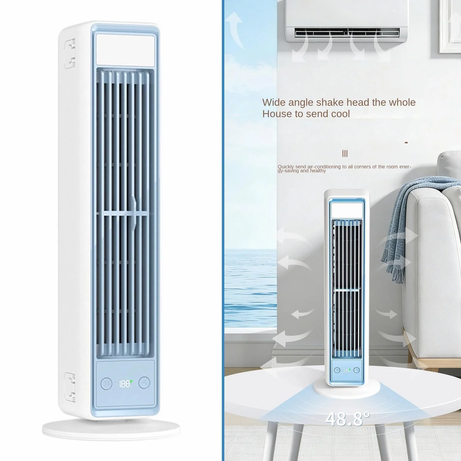 Ventilador Torre Inteligente Con mando a distancia | Ventilador Vertical para cocina garaje casa rodante salón interior exterior