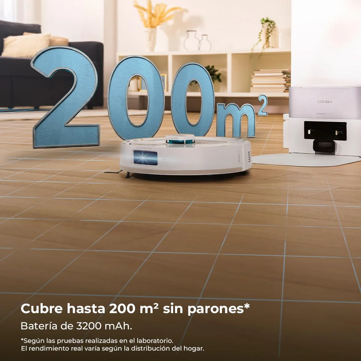 Cecotec Robot Aspirador - Base Autovaciado 3L - IA y Navegación Láser - 25000Pa - Conga Y90 Pearl. Autonomía 240mins en Modo Eco, Cepillo Silicona, Ideal Casas Mascotas, Bluetooth y WiFi, 2 Mopas