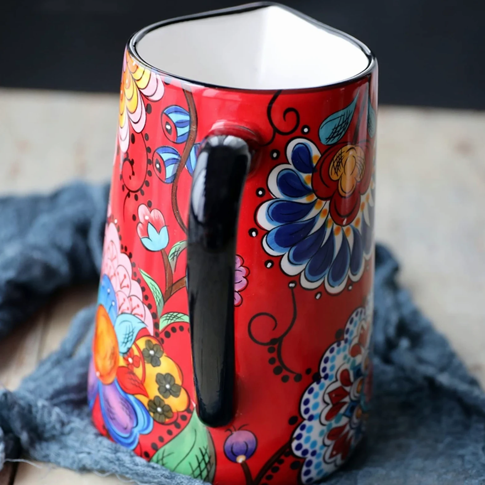 Jarra Agua Fria Jarras de cerámica Coloridas con Asas y cochecitos Tetera Creativa de Jarra Multifuncional para Jugo, té fragante, Bebidas Calientes y frías Jarra Agua Detox Frutas