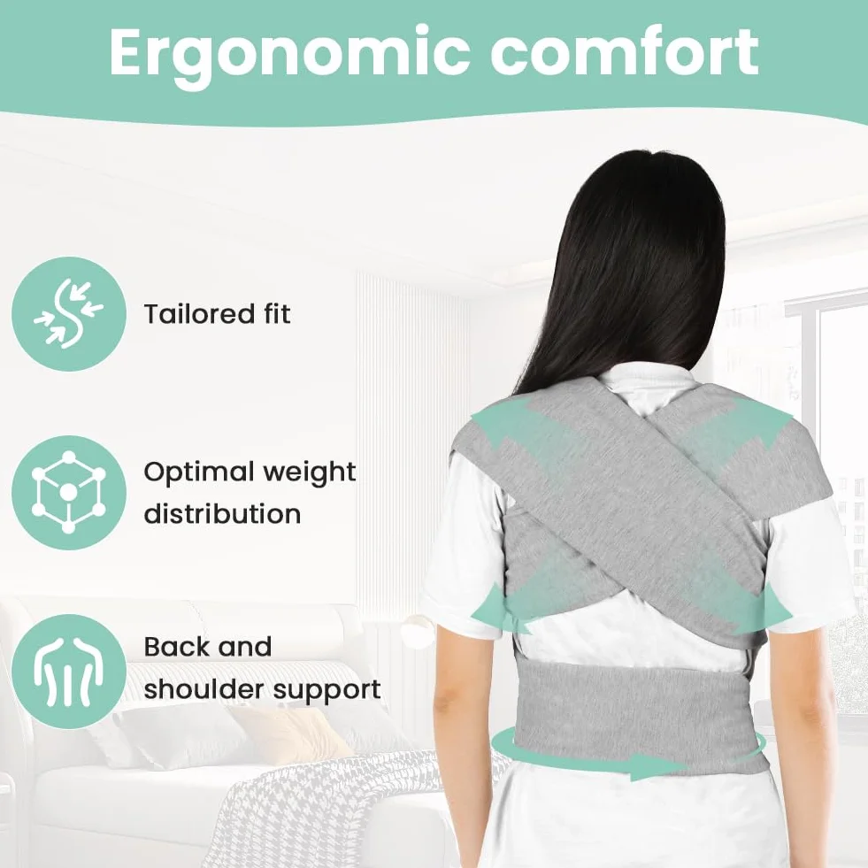 Portabebés Ergonómico Ajustable para Bebés hasta 15kg, Multifuncional Respirable, Manos Libres (Gris Claro)