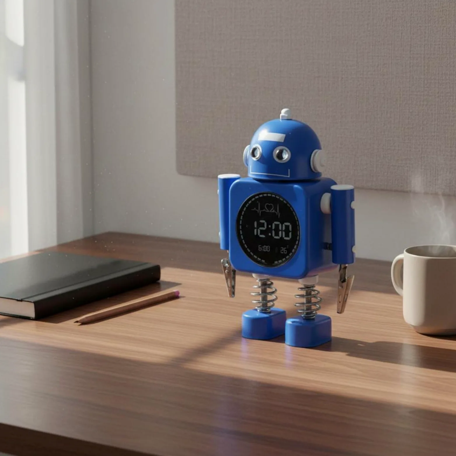 Reloj Despertador Infantil Reloj Digital Despertador de Mesa Reloj de Noche Reloj de Cabecera con Display y Luz de Fondo Integrada Diseño Alegre y, Azul Oscuro