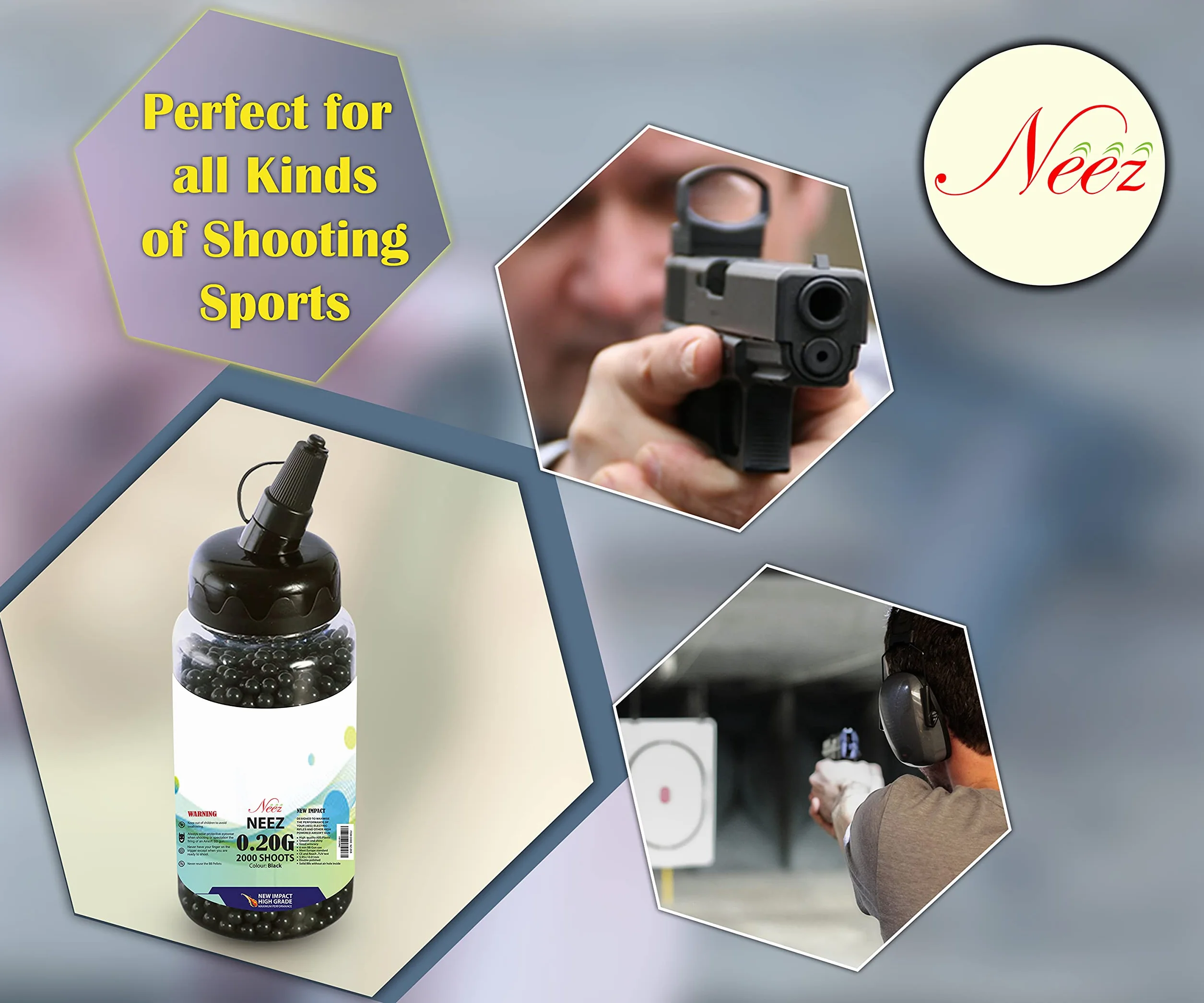 Neez Bolas Airsoft Plastico Paintball Balas 6mm 0.20g BB Pellets 1000 2000 5000 10000 Munición