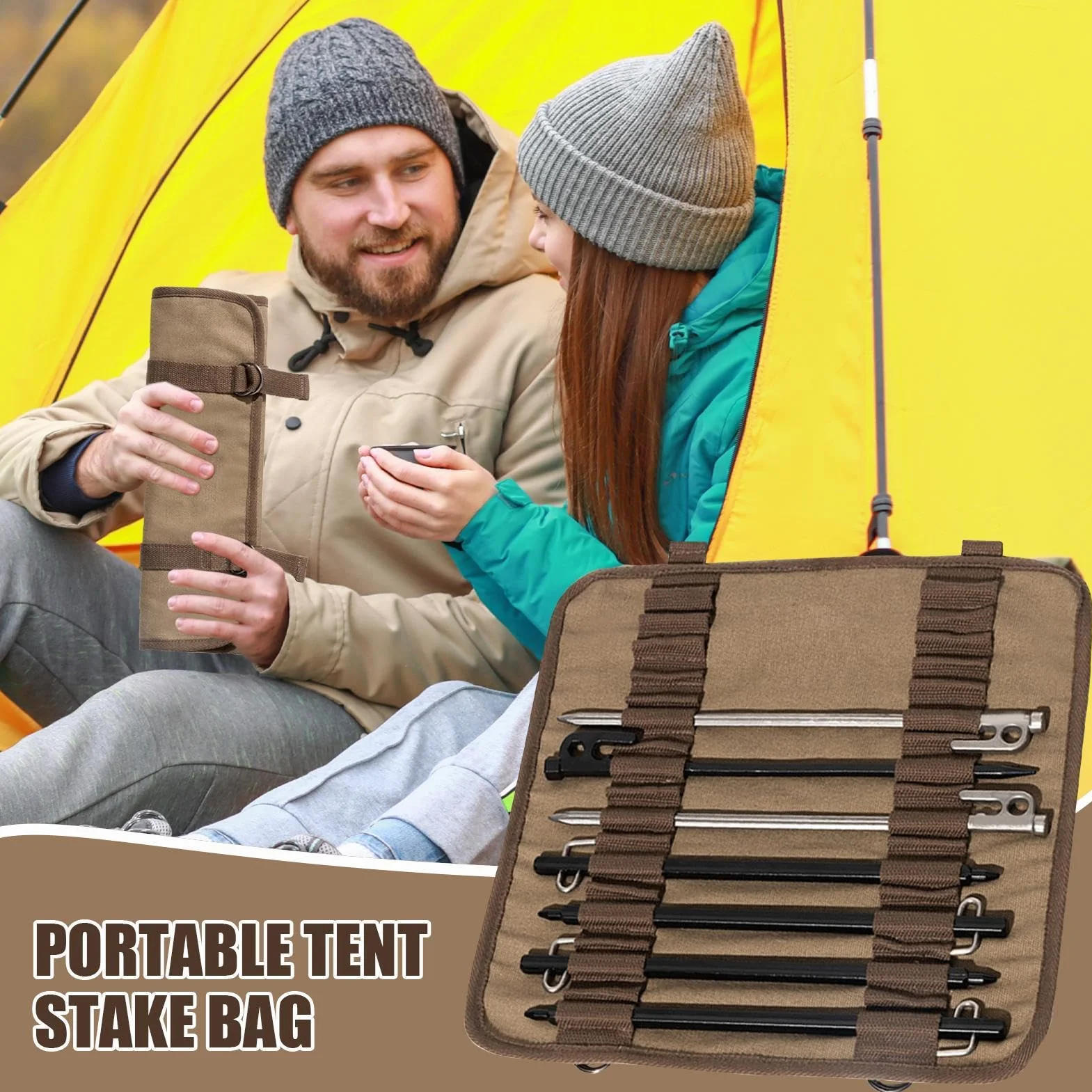 Bolsa impermeable para piquetas de tienda de campaña, resistente almacenamiento exterior