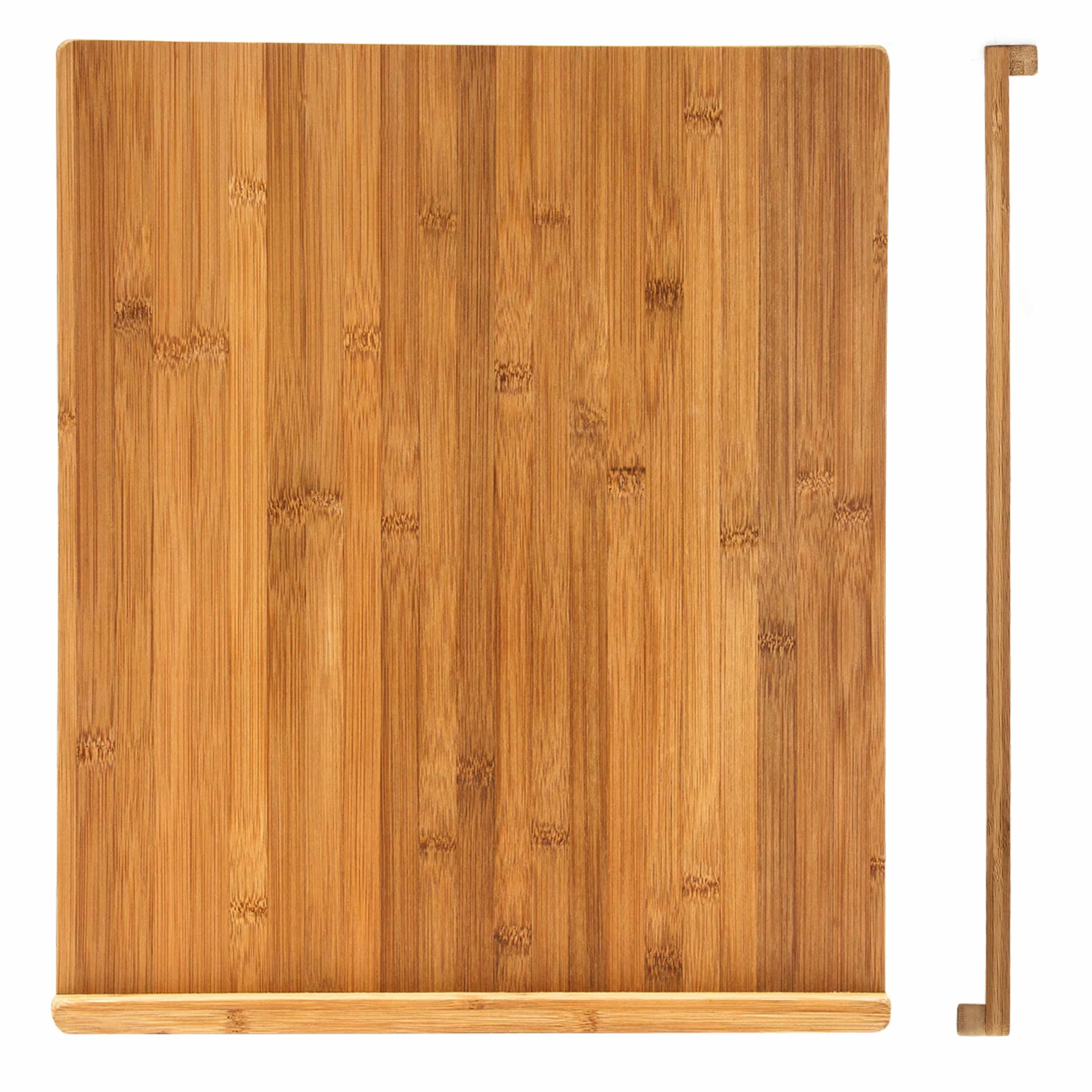 Relaxdays Tabla de Cortar bambú, 2,5 x 38 x 45 cm, Bandeja Corte Carne, Borde Elevado Doble, Reversible, Marrón Natural