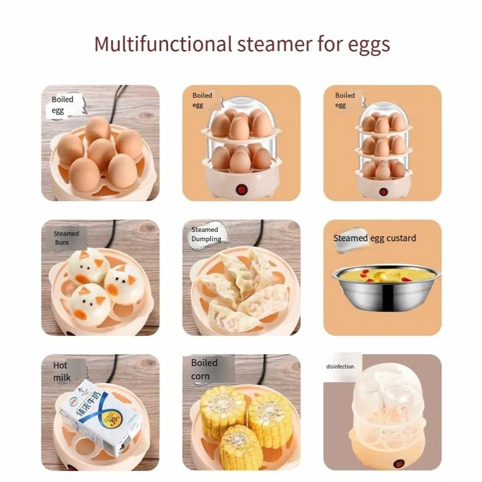 Caldera eléctrica compacta y vaporera de huevos con apagado automático y seguridad antiebullición, escalfador de huevos multicapa para desayuno rápido, 3 capas (verde-2)