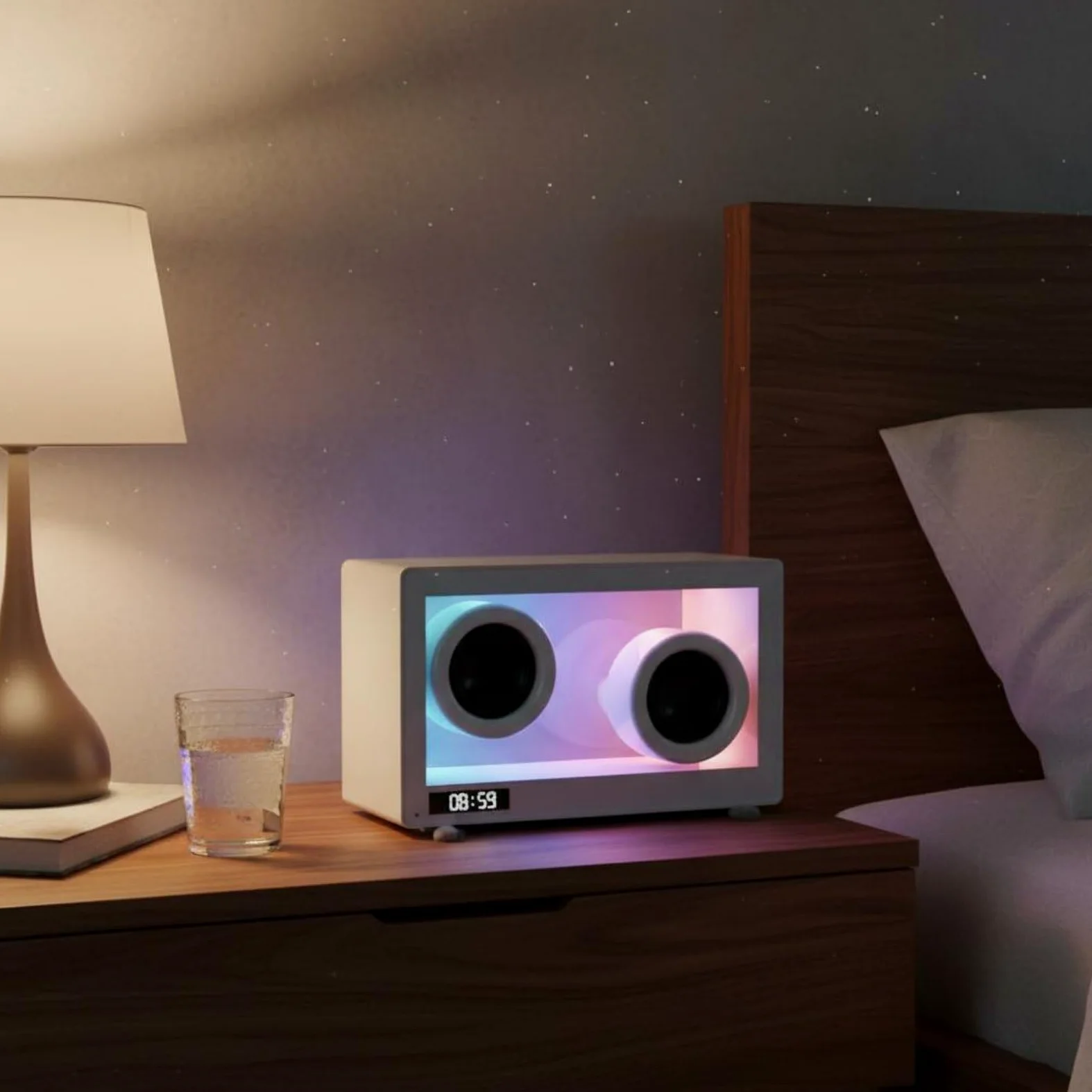 Reloj Despertador Digital Altavoz Reloj con Bluetooth 5.1 de Bajo Consumo Reloj Luz Ambiental Cálida Soporte Tarjeta TF y Batería Incorporada Carcasa, Negro