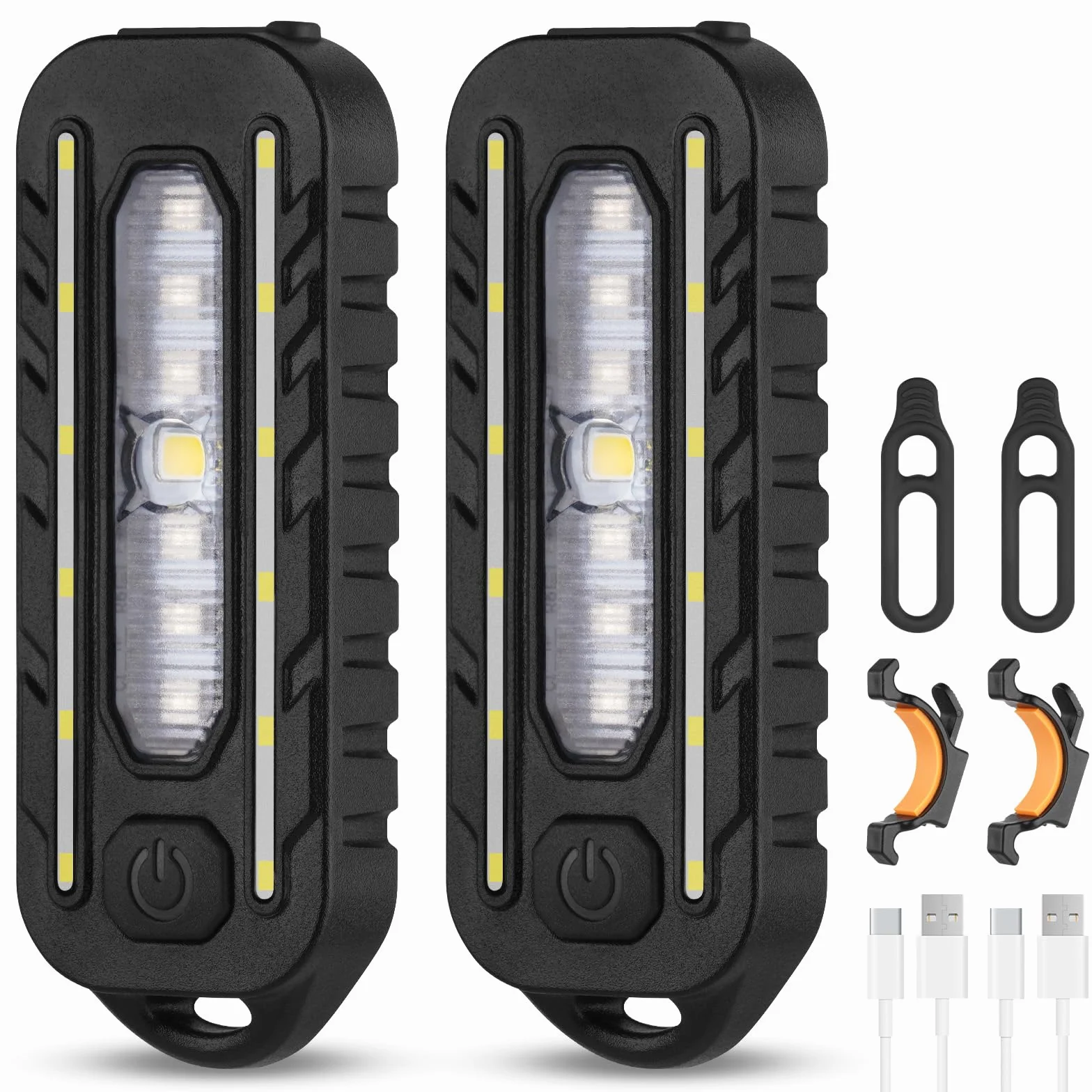 Luz LED con Clip Recargable USB Impermeable 5 Modos Linterna de Ciclismo para Correr